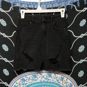 Black Denim Mini Skirt